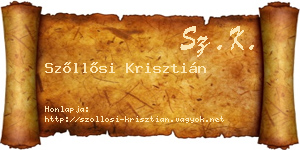 Szőllősi Krisztián névjegykártya